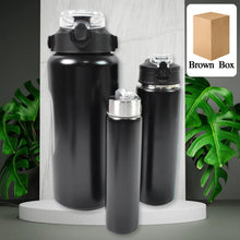 3 In 1 Stainless Steel Insulated Water Bottle, Double Wall Vacuum (3 Pcs Set / Different Size)